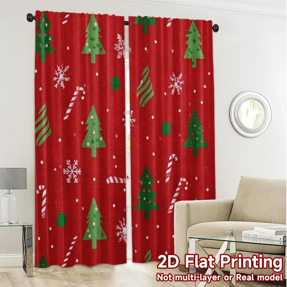 2D Flat Printing  JIT 2pcs   Curtains (Without Rod) FestiveGreeting Chic Curtains Digital Printed Versatile Polyester Fabric