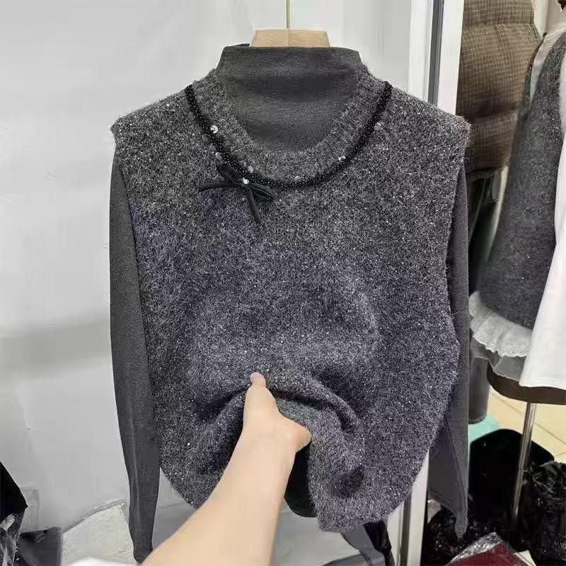 Spring new women's clothing high-end vest knitted vest sweater women's outer top stacked vest