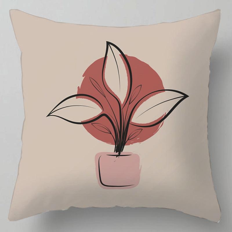 Geometric Abstract Floral Pattern Throw Pillow Cover With Short Plush Print For Living Room Sofa Decoration Cushion Cover