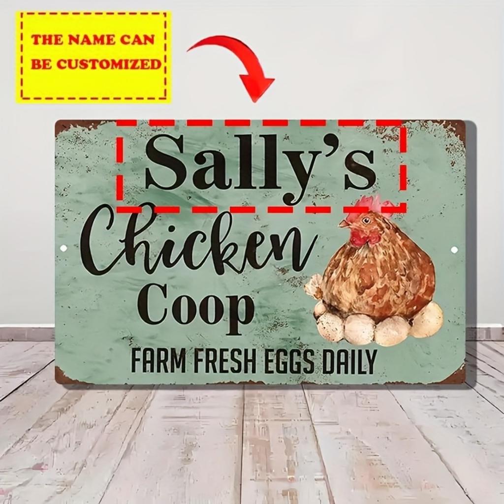 Personalized Chicken Coop Aluminum Sign 30x20cm Vintage Farm Fresh Eggs Wall Art Home Kitchen Metal Decor