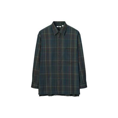 Plaid Pattern Button-Down Long Sleeve Shirt Men Shirts Dark-Blue 452705-68