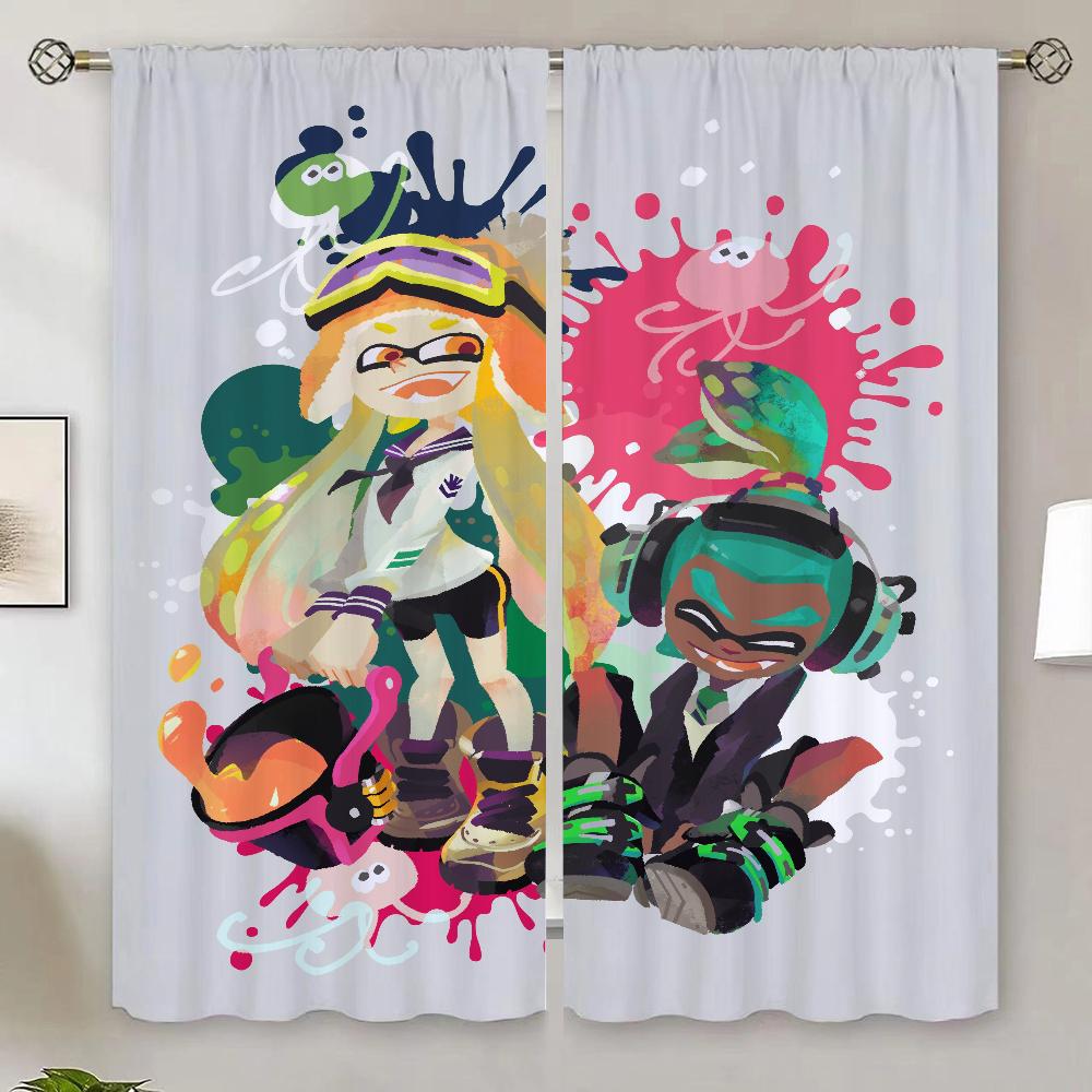 Splatoon Küchenvorhänge für Wohnzimmer 2 Elegante Stücke Verdunkelungsvorhang 100% Günstige Dinge mit Kostenlosem Versand für Heimjalousien
