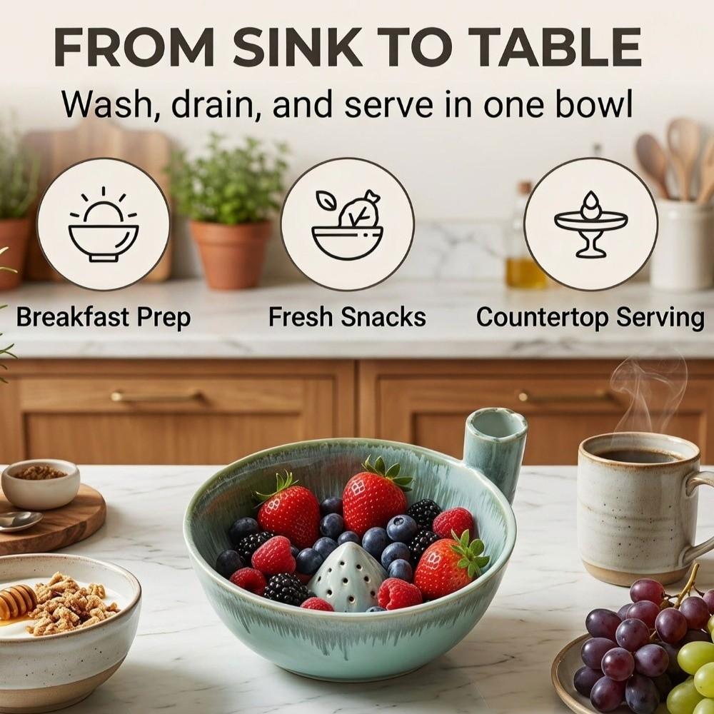 Self-Spinning Automatic Fruit Washer Bowl Vortex-Style Vegetable Colander Food Preparation