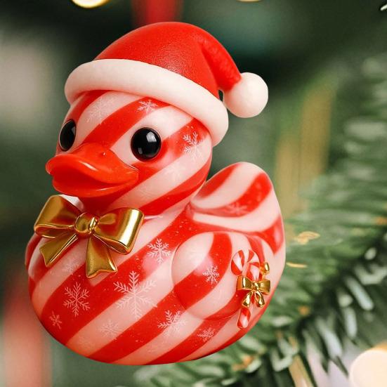 1/3Pcs Duck Ornament Handmade Texture Festive Christmas Decoration with Gift Bowknot Crutch Decor Xmas