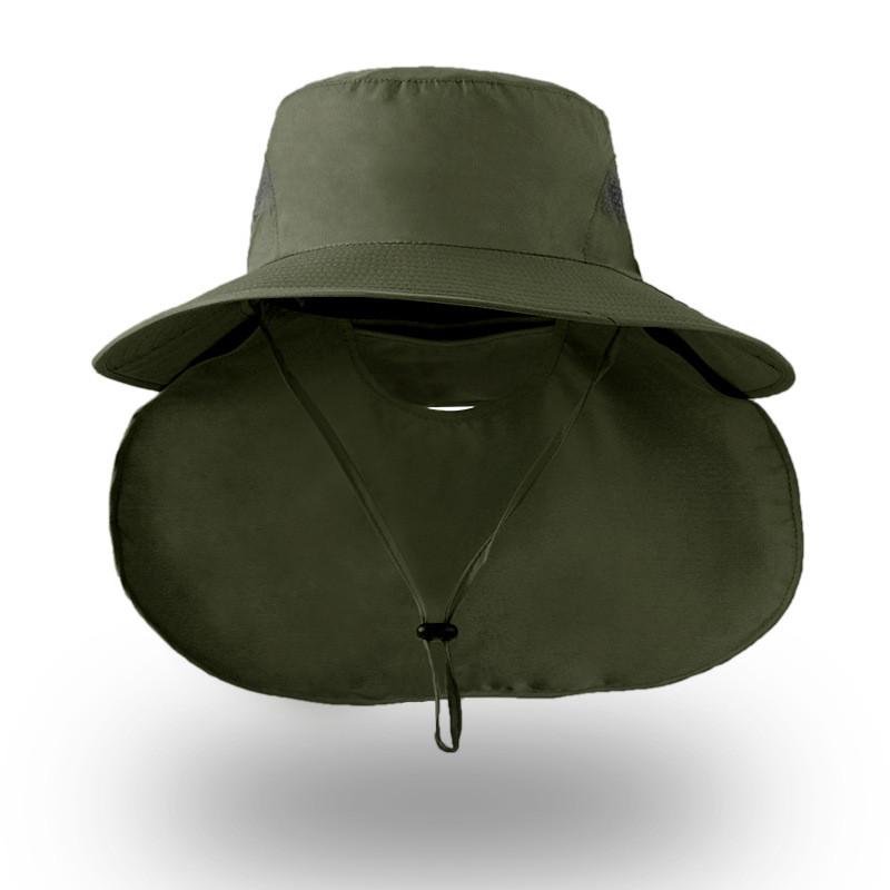 

Summer Fisherman Hat With Large Brim For Outdoor Sun Protection And Neck Guard армія зелений колір