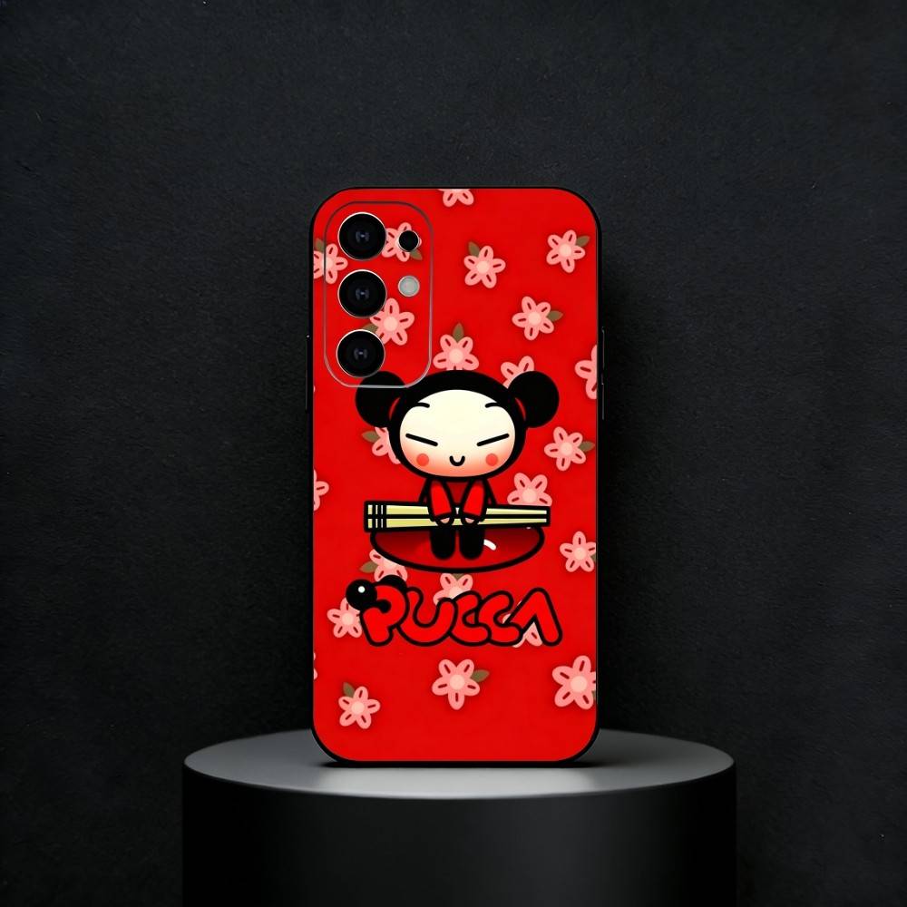 Cute Cartoon Pucca Garu Phone Case For Samsung S25,S24,S21,S22,S23,S30,Ultra,S20,Plus,Fe,Note,5G Black Cover
