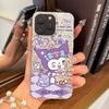 Case for iphone 11 16 Plus XS Max 17 Pro 15 Air 13 18 Pro Max XR 12 14 Kuromi Drinking Milk Tea Sparkle Crackle Foil Acrylic TPU Phone Case