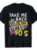 Men's Vintage 80s 90s Retro Cassette Tape T-Shirt - "Take Me Back To the 90s" Short Sleeve Round Neck Tee with 80/ Year Cassettes Print