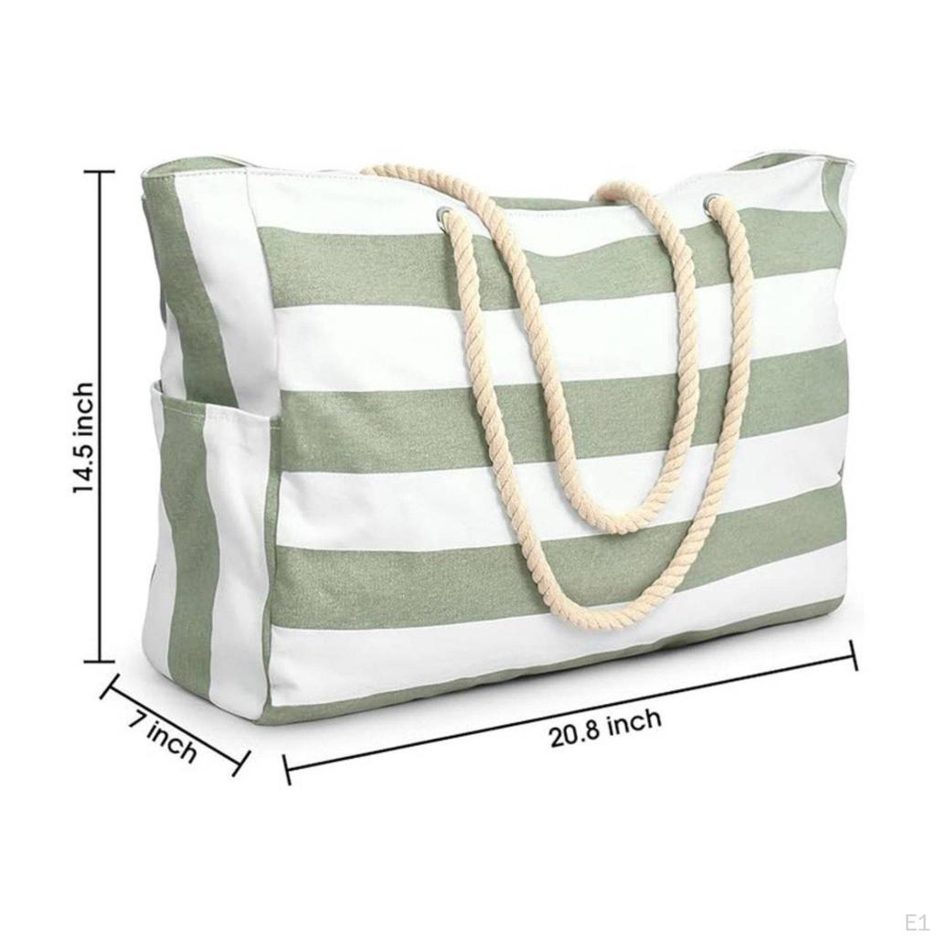 Large Coastal Tote Bag Waterproof Women's Beach Lightweight Rope Handle Carryall for Families,