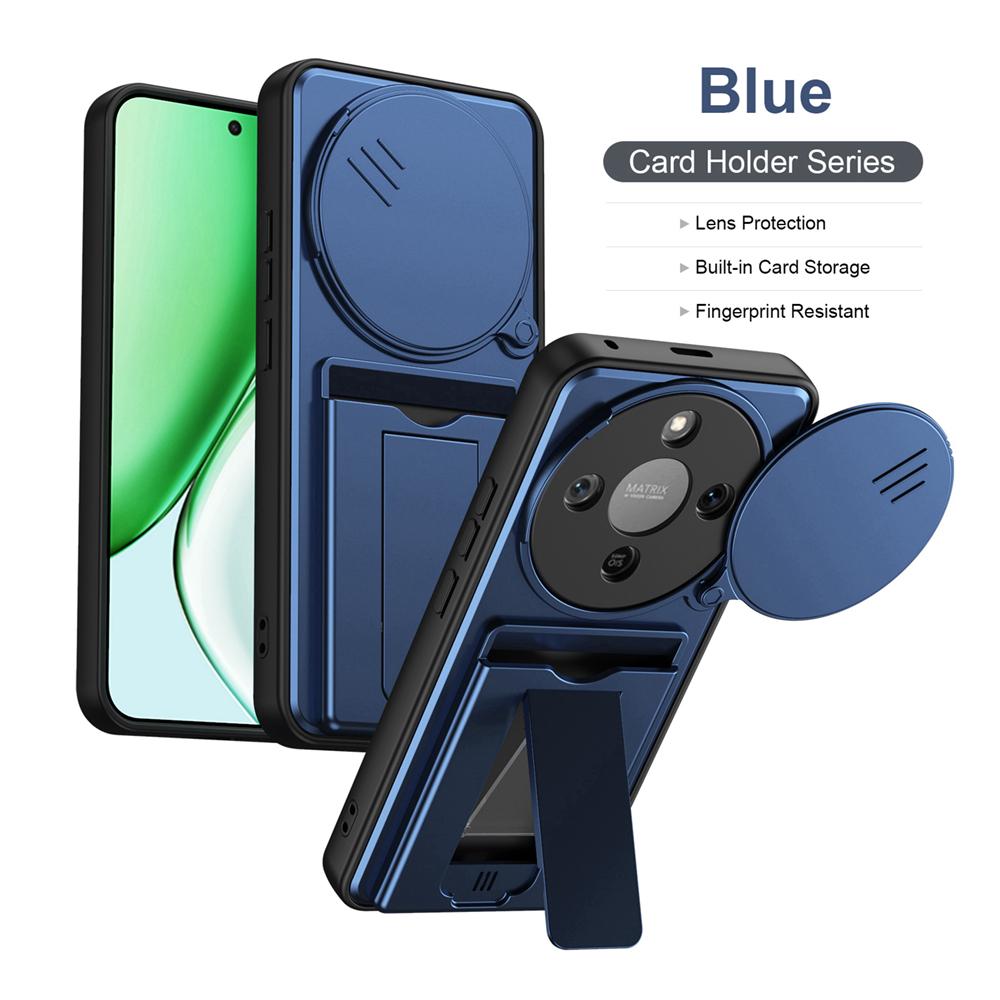 KEYSION Card Slot Holder Bag Phone Case for HONOR X9d 5G Slide Camera Protection Kickstand Shockproof Cover for Magic 8 Lite 5G