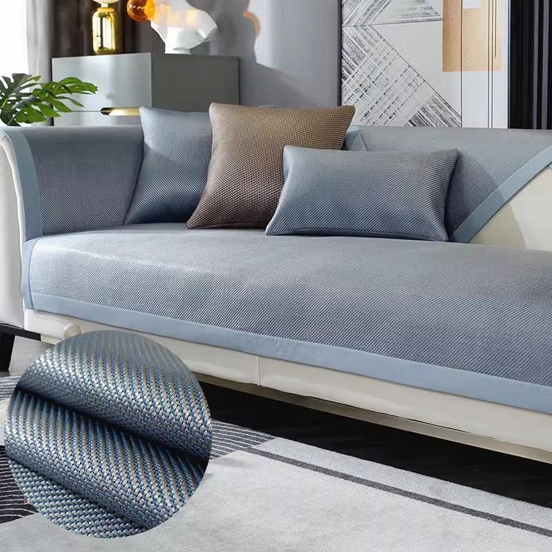 Cooling Rattan Straw Mat Sofa Cushion Summer Summer Seat Cushion for Summer Washed Ice Silk Non-Slip Sofa Cover Seat Cushion Ice Pad