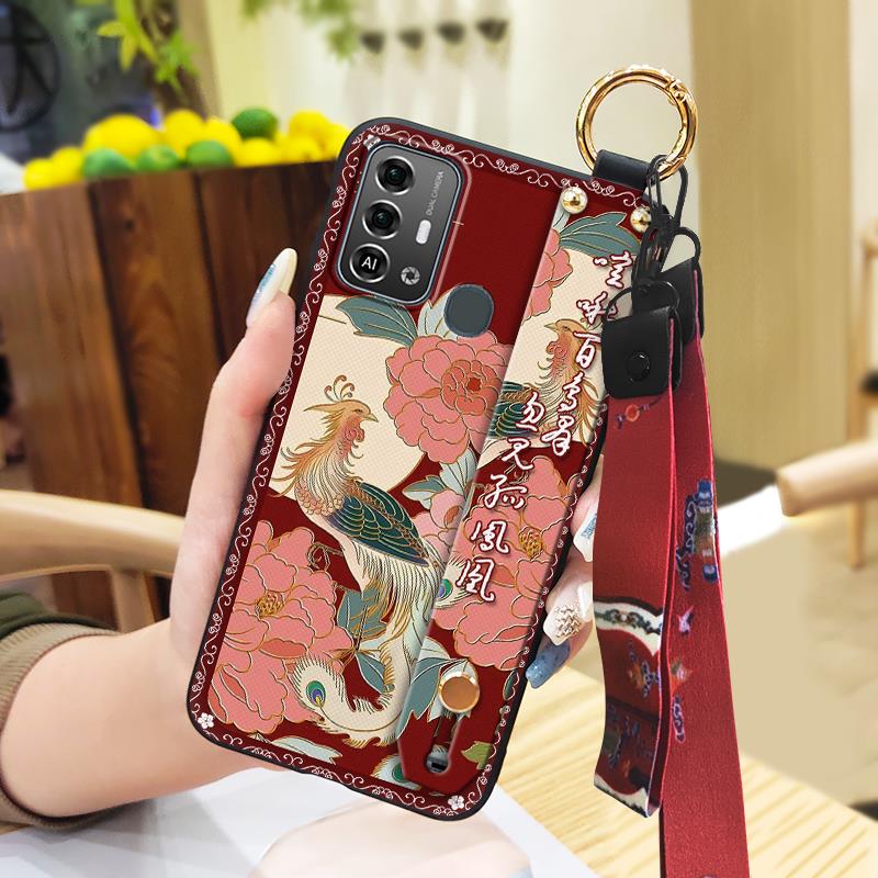 Shockproof Protective Phone Case For ZTE Blade A53 Pro Anti-dust For Mom Wrist Strap Waterproof Back Cover Elderly Lady