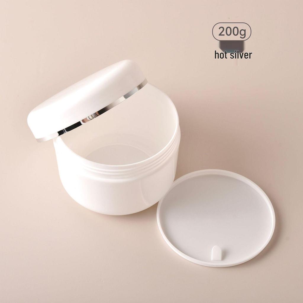 PP Cremetiegel mit Silberrand - Nachfüllbare Behälter (250g, 100g, 50g, 20g) Heißfolienprägung Creme-Box.