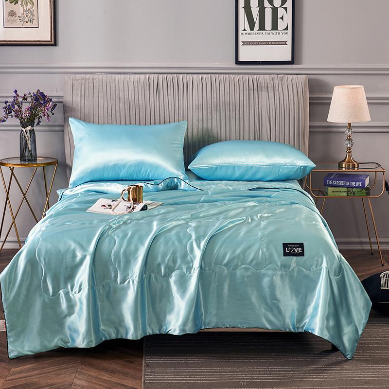 Luxury Summer Ice Silk Air Conditioning Quilt Thin Cooling Blanket Queen Size Bedding Stitch Comforters