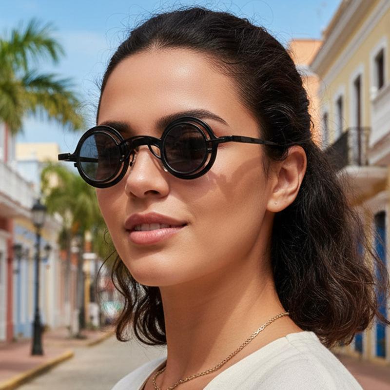 Retro Round Metal High-end Sunglasses for Men and Women Fashion Trendy Sunscreen Outdoor Sunshade UV Resistant Glasses