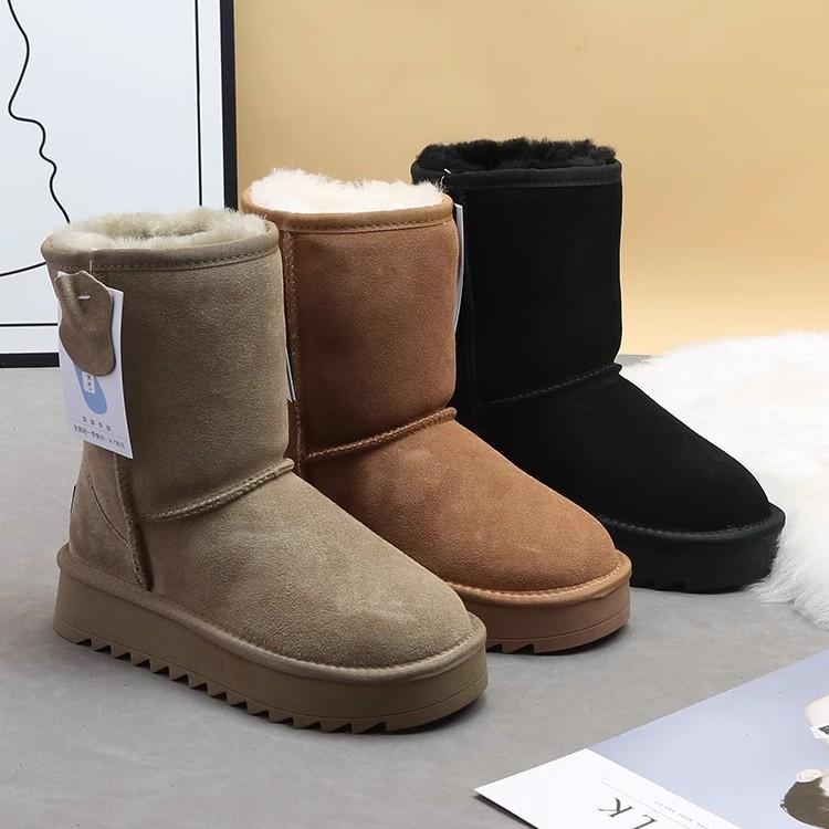 Dicksöhlige Schneestiefel Damen mittlerer Schaft Winter 2025 neu Pelzintegriert rutschfest nordöstlich Samt warm Baumwollschuhe