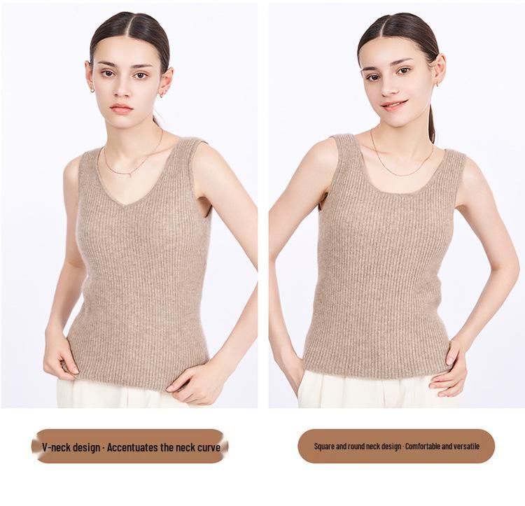 Damen Slim Fit Kaschmir-Camisole - Schmeichelhaftes ärmelloses Strickoberteil