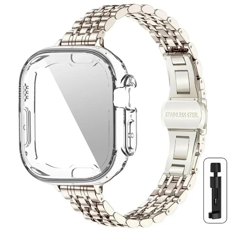 Metal Band+Case for Apple Watch Ultra2 Strap 49mm 42mm 41 45 46 40 44mm Cover Steel Bracelet For Iwatch Series 10 9 8 7 6 SE 5 4