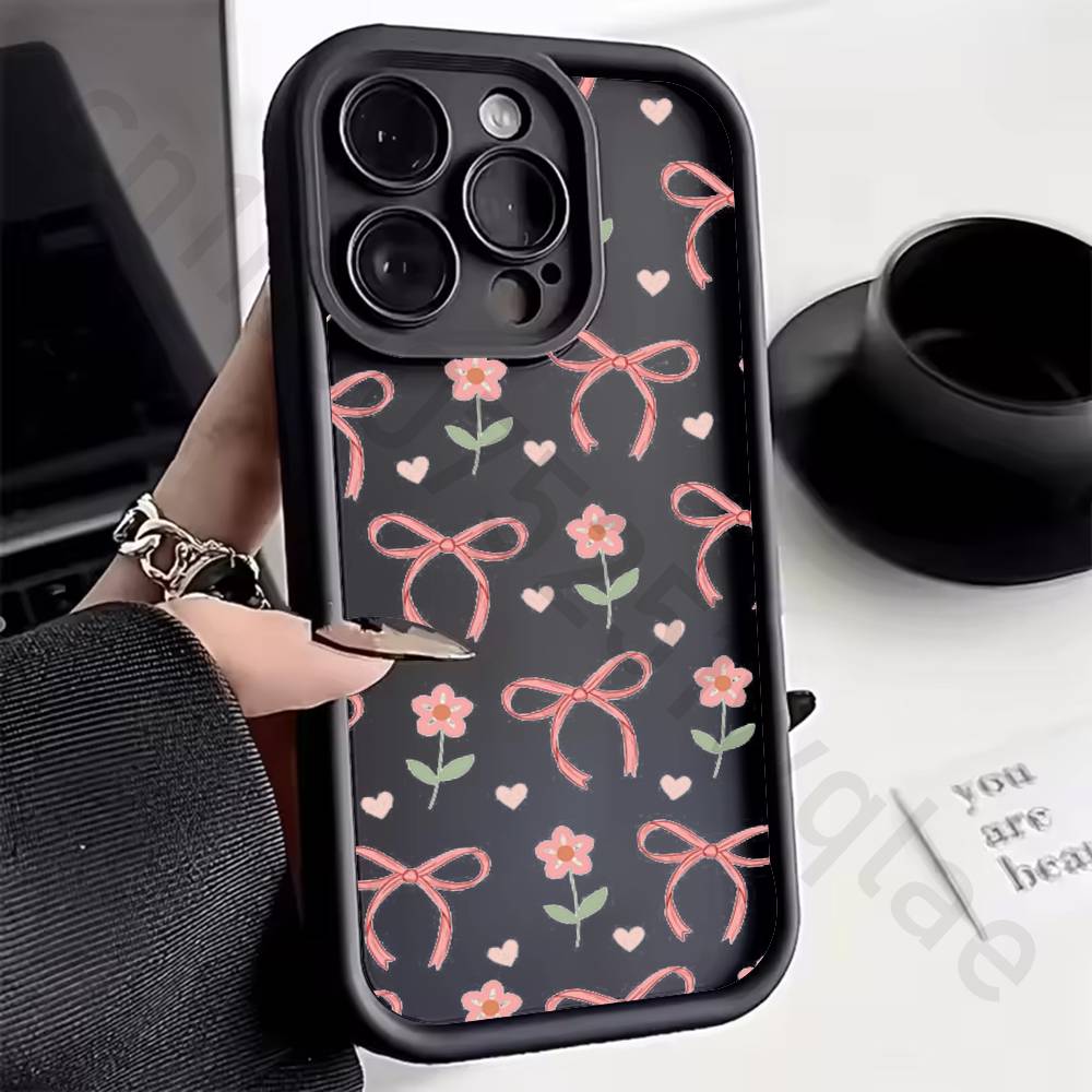 Colorful Bow Print Phone Case For iPhone 11 13 17 15 12 14 Pro Max air Plus SE Soft Matte Cover