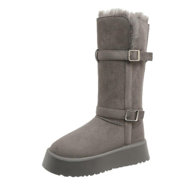 Thick-soled Snow Boots Women's 2025 New Winter Fur Integrated High Tube Piled Thickened Cotton Shoes Knight Long Tube Cotton Boots