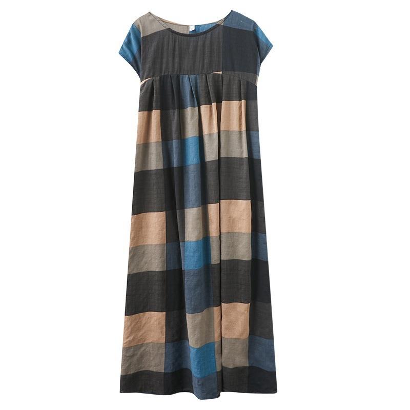Real summer new literary printing large size hand-folded loose and thin to cover the arms medium and long dress women