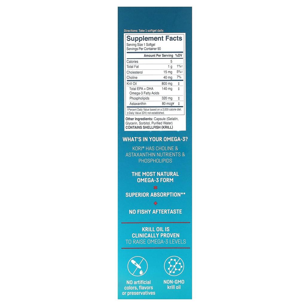 Pure Antarctic Krill Oil, Multi-Benefit Omega-3, 800Mg, 90 Softgels