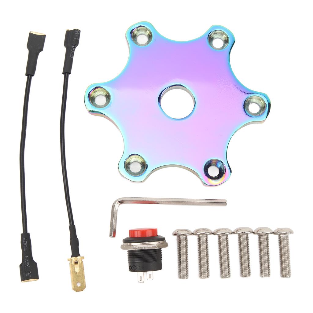 75MM Steering Wheel Horn Button Cover Hexagonal Horn Push Button Plate Kit Universal for 6 Bolts