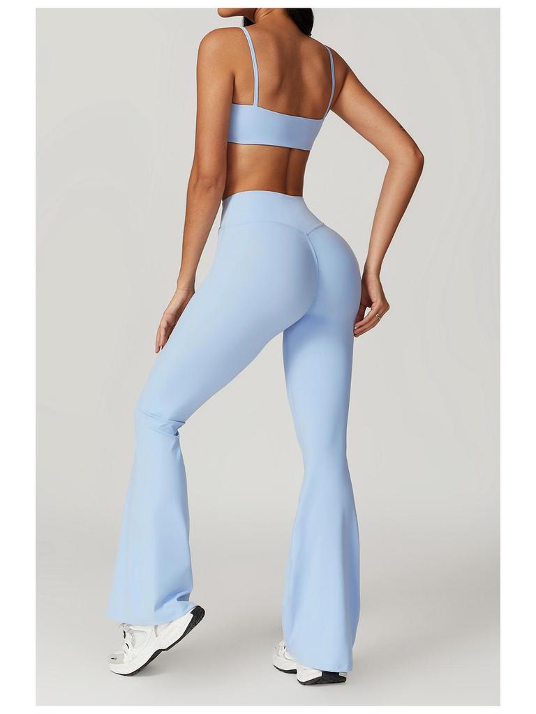 Umweltfreundliches, recyceltes, schnell trocknendes Yoga- und Lauf-Outfit - Damen-Fitnessanzug mit kurzen Ärmeln und stilvollem Rückendesign (Modell 8799)