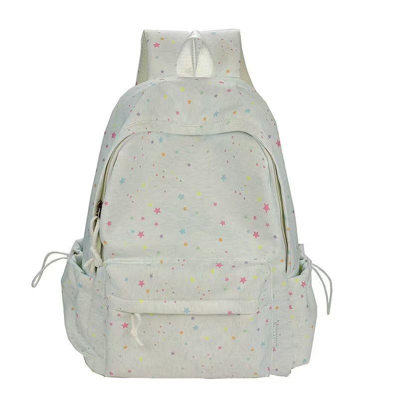 Schoolbag Korean Version Ins Cartoon Star Backpack Bag Female Simple Solid Color Large Capacity Student Schoolbag Casual Versatile Backpack
