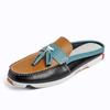 Newest Mens Casual Leather Half Shoes For Men Loafers Shoes Handmade High Quality Summer Slipper Male Flats Lazy Shoes Muller Shoes