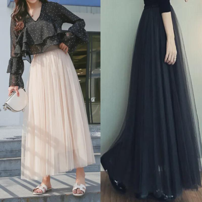 Taillenhoher plissierter A-Linien-Meshrock - Neuer modischer Slim-Stil