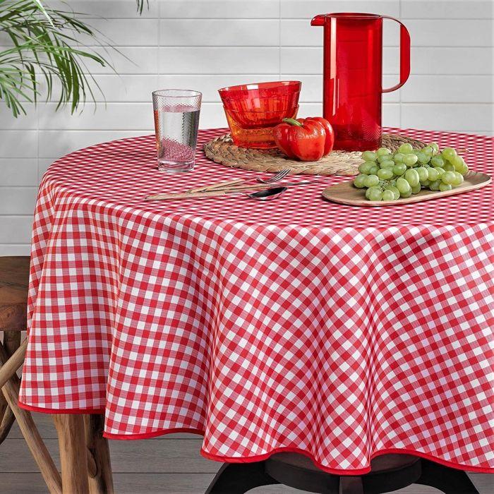 Nappe ronde vichy rouge et blanc Multicolore Ø 160x160 cm