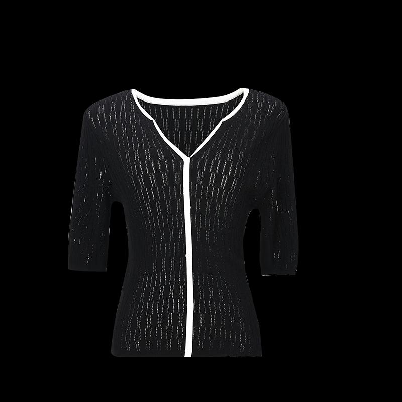 Tatune Women's Summer Minimalist Short-Sleeve Knit Top