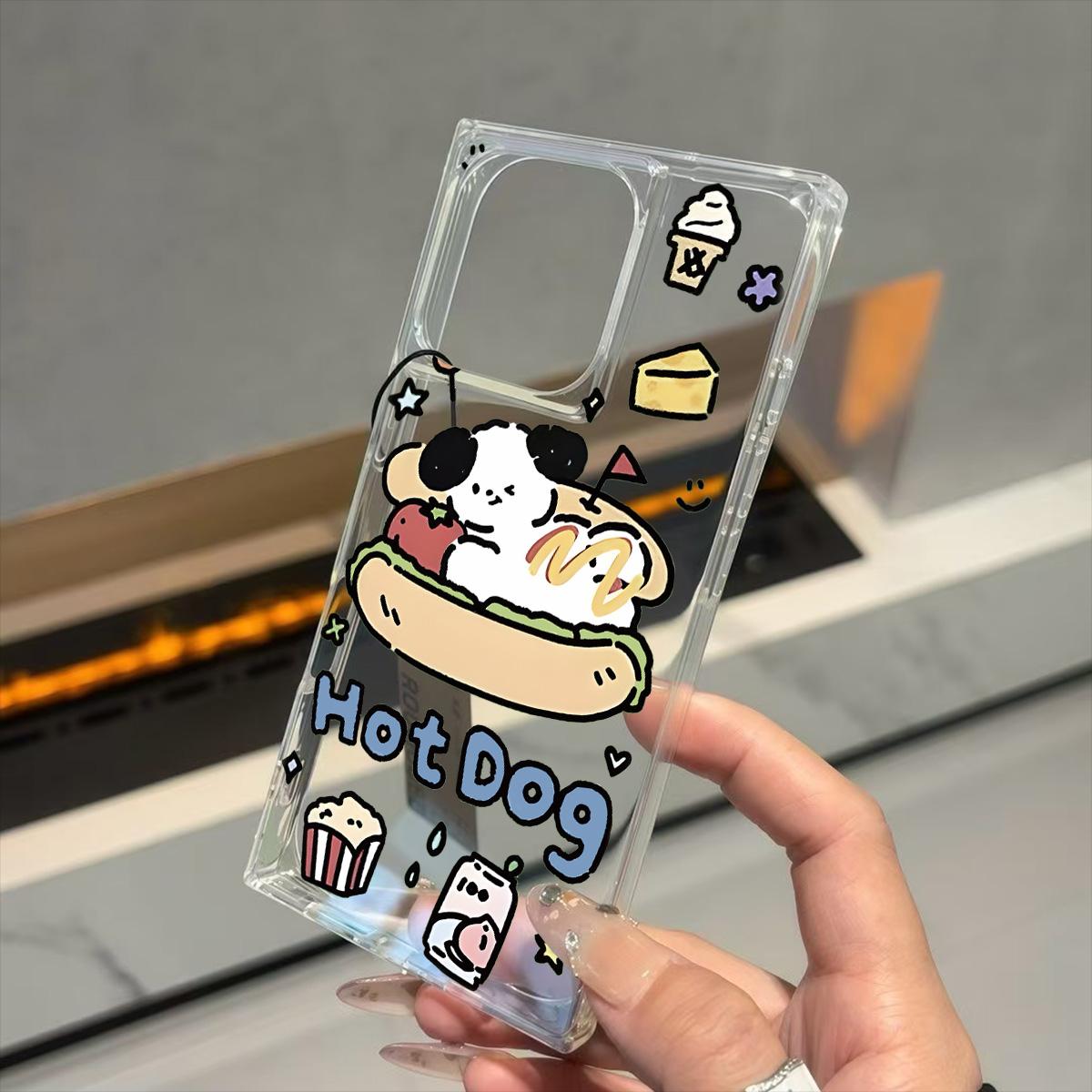 

Transparent Square Back Tube Case Casing Protection For iPhone 16 ProMax 12 11 13 15 Plus 14 Pro Max Anti-Oxygen,HOT DOG Pattern iphone 11 ProMax