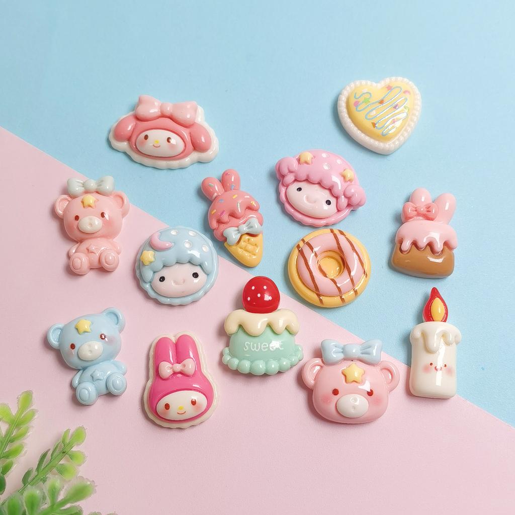 100 Pieces Sweet Cartoon Animals Bear Rabbit Cabochons Flatback Embellishments Charms for DIY Jewelry Craft Accessories