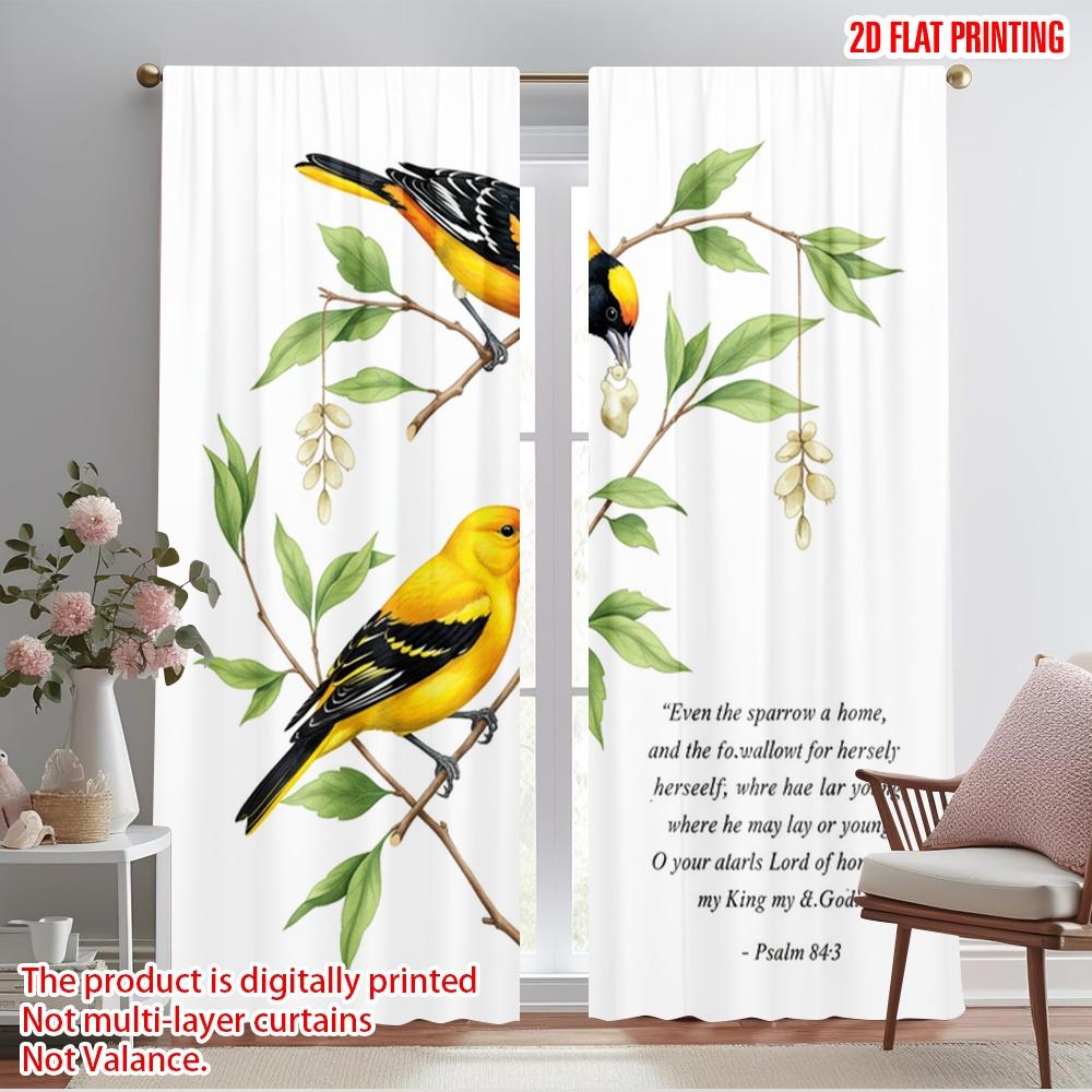 

2pcs 2D flat printing Curtains Psalm 84 3 Sparrow Nest Fabric Without Electricity Festive Wall Decor Perfect for Wall art Party 52.50×116.00 CM 2pcs