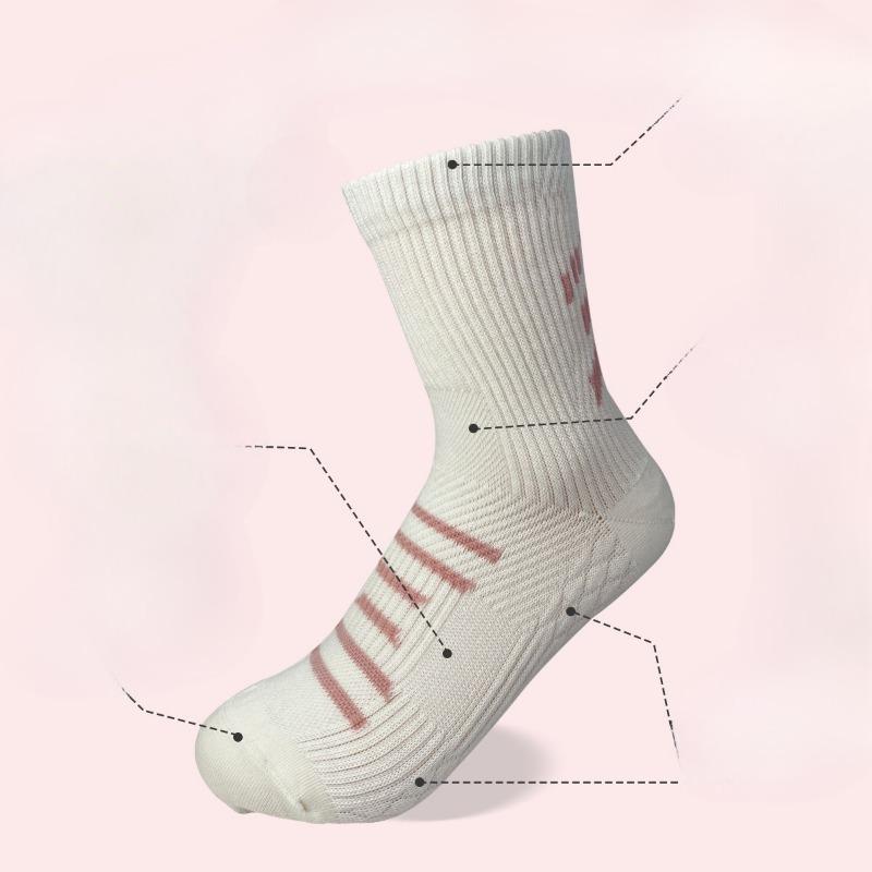 5 Pairs of Sports Socks: Women's Mid-calf Running Socks for Autumn and Winter, Massage Soles, Boneless Sweat-absorbing Women's Basketball Socks