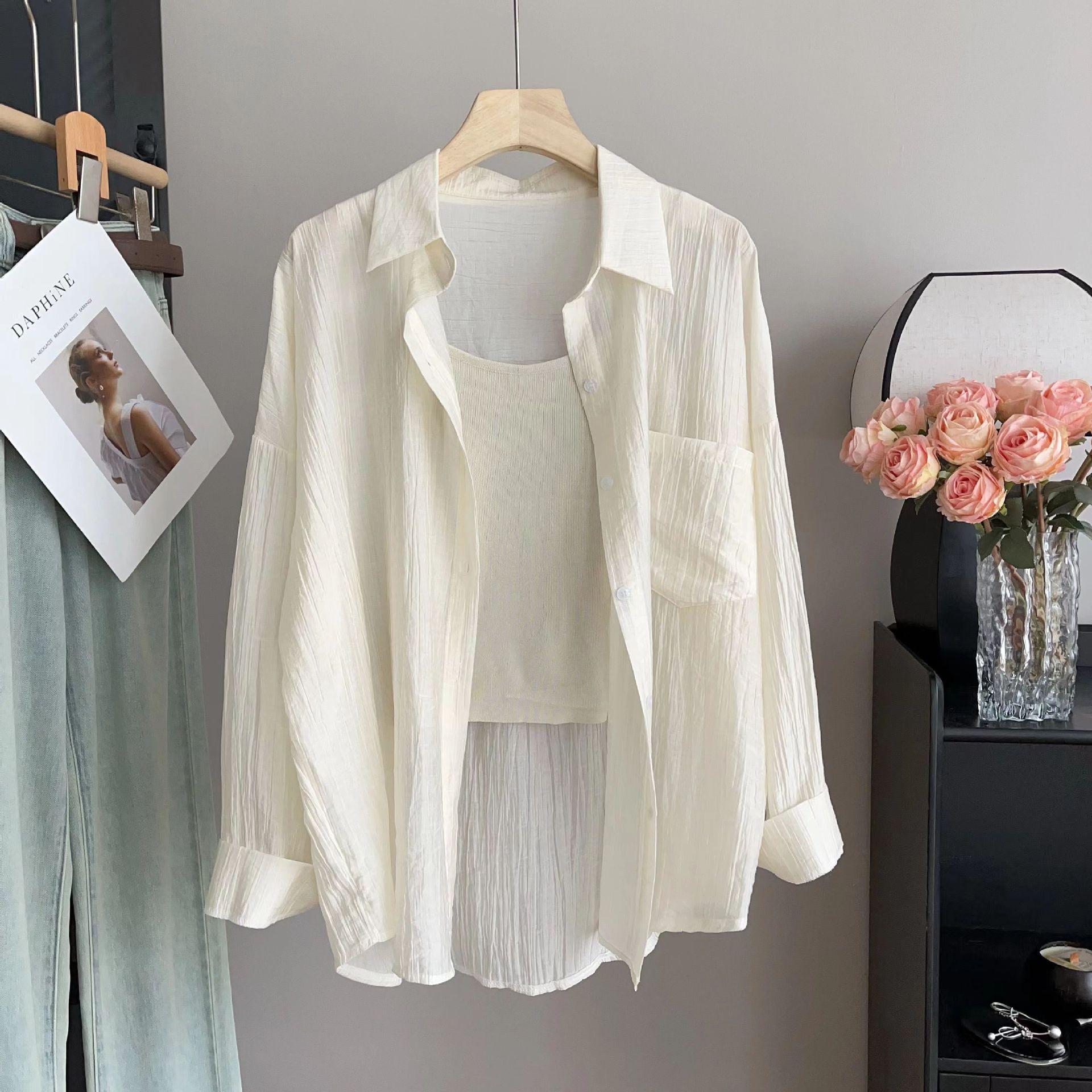 

Женский летний кардиган-рубашка оверсайз из тенселя с жаткой для защиты от солнца, 2024 One Size (80-150 jin)