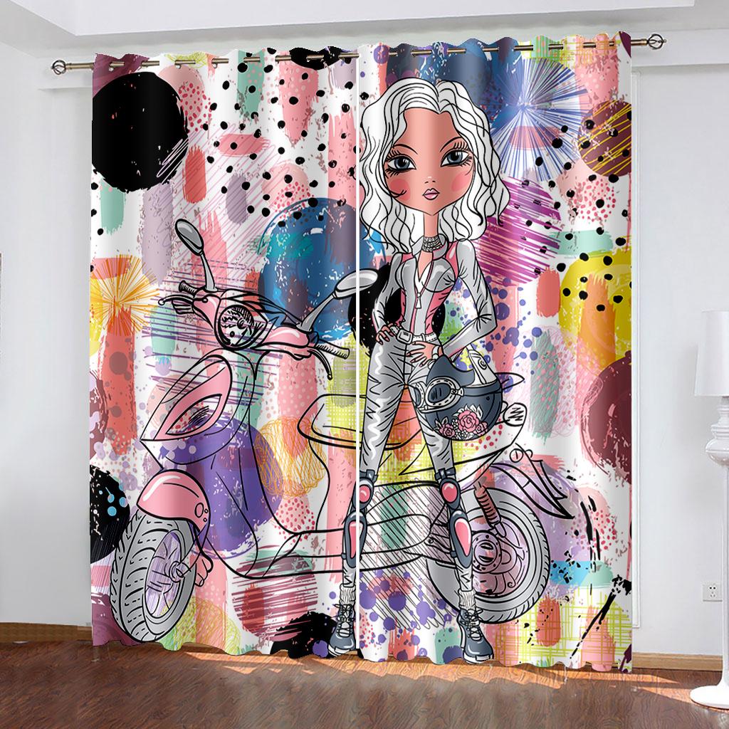 

3D цифровая печать современная красивая девушка принцесса затенение тонкие шторы детские детские оконные шторы для гостиной спальни домашний декор W50H60(CM)x2&Grommet Top