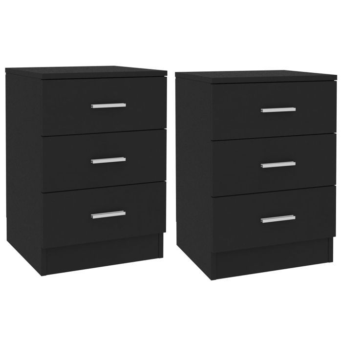 VidaXL Bedside Tables 2 Pcs Black 38x35x56 Cm Engineered Wood 800453