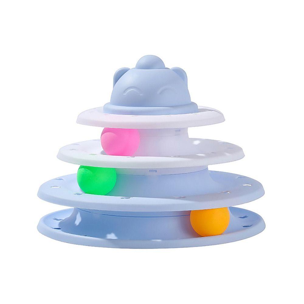

Пластиковая кошачья игрушка-башня 4 уровня Кошачья вращающаяся игрушка-шар Кошачий вращающийся трек Снимает скуку синий