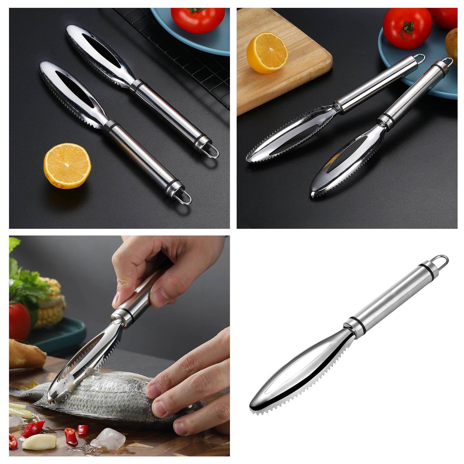 

Kitchens Accessories Fish Scales Scraping Tools Stainless Steel Fish Scale Remover Small Fish Descaler With Handle Supplies срібний