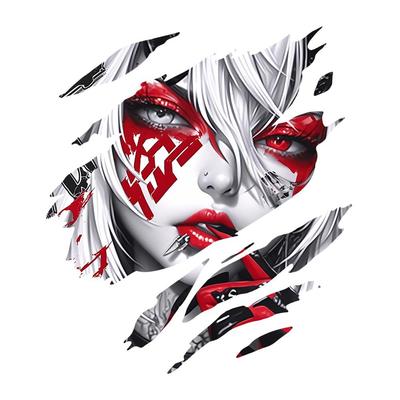 PYRMXQ 13cm Uniek Duivel Meisje Traan Graffiti Anime Auto Accessoires Sticker Muursticker Vinyl Raam Kofferbak (C)