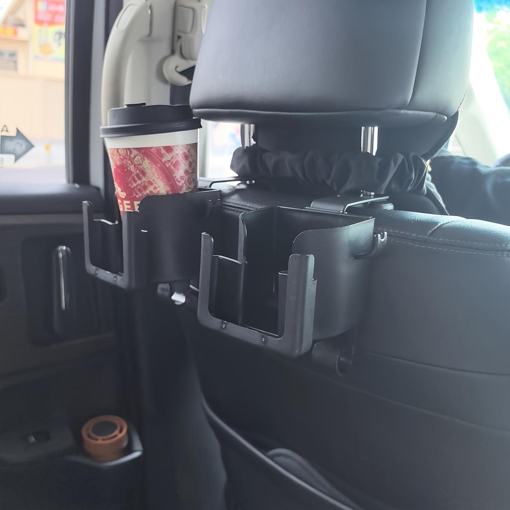 Car Seat Back Organizer with Cup Holder, Phone Mount,and Hooks-Fits Most Vehicles,Holds Water Bottles,Bags-Rear Seat Cup Storage