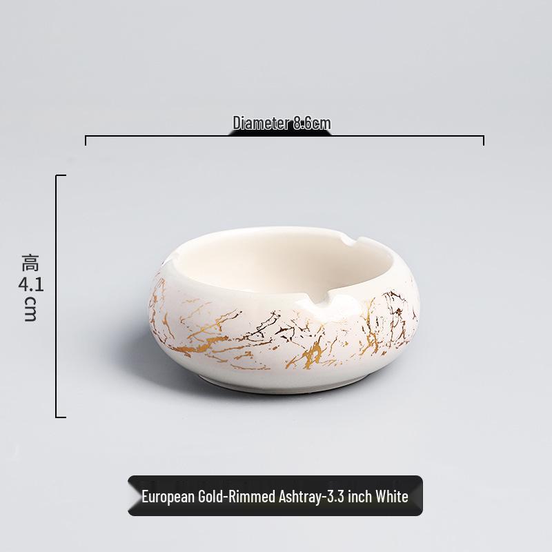 Luxury Gold-Plated Ceramic Ashtray for Home or Office