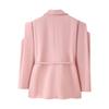 Women's Fashion Padded Shoulder Suit Jacket with Tie-Waist