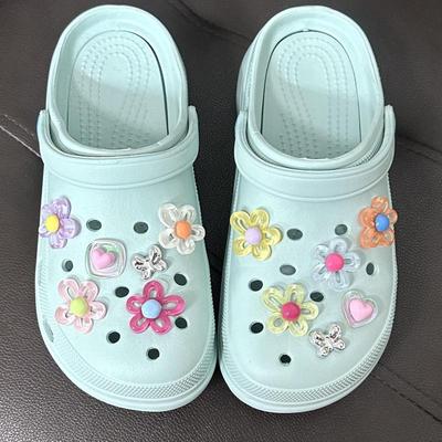 12Pcs Shoes Charms Removable Colorful Flower Butterfly Shoes Accessories For Girls Clogs Sandals Summer Shoes Decor Buckle Diy