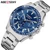 Men's Watches Luxury Round Quartz Wristwatch Waterproof Chronograph Watch for Men Auto Date Clock