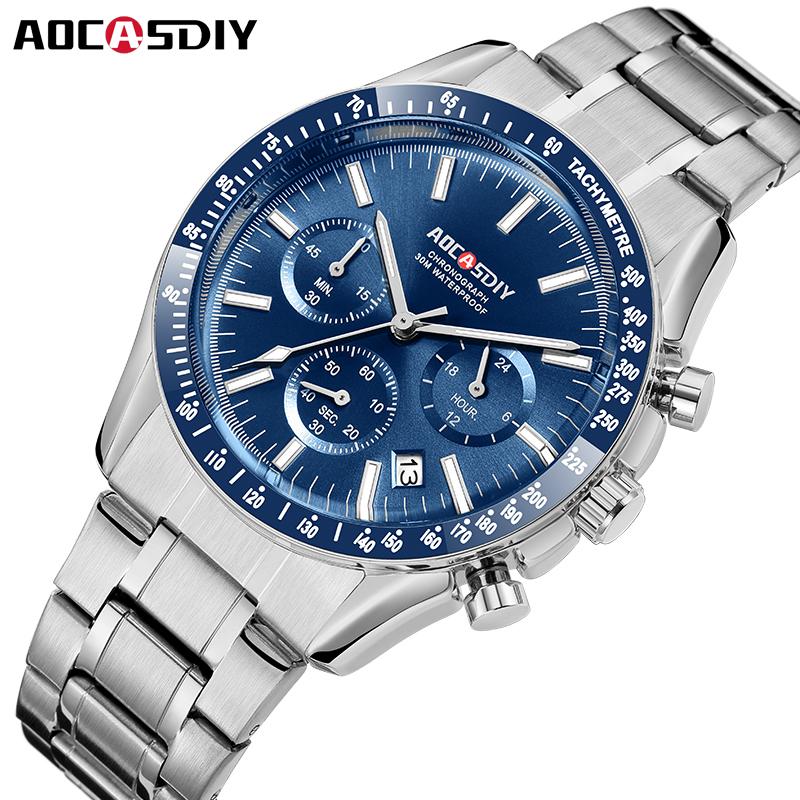 Men's Watches Luxury Round Quartz Wristwatch Waterproof Chronograph Watch for Men Auto Date Clock
