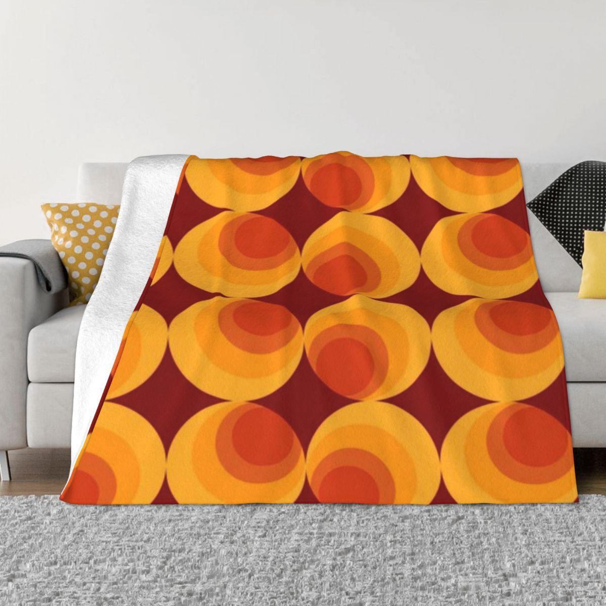 

Seventies Burnt Orange Pattern Personalized Home Decor An Ultra-Soft Micro Fleece Blanket 50x60in